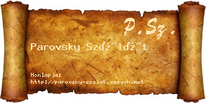 Parovsky Szólát névjegykártya